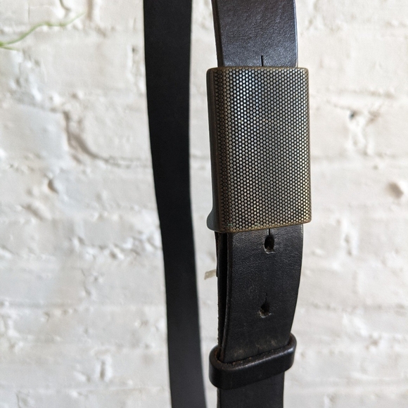 Y2K Vintage Black Leather Burnished Bronze Buckle - Picture 2 of 4